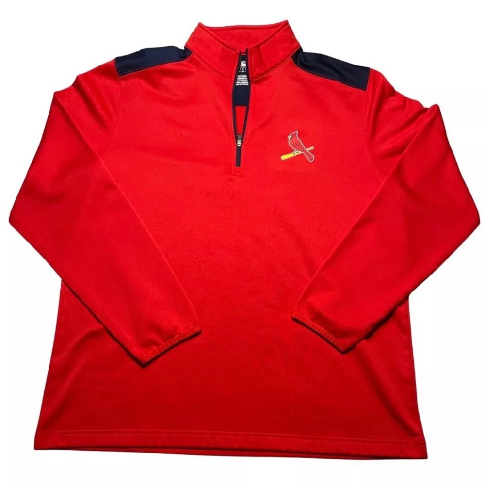 St Louis Cardinals Jacket Mens XL MLB Red Blue Fleece Quarter Zip Pullover